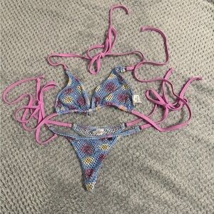 Stylish Blue and Pink Bikini Set